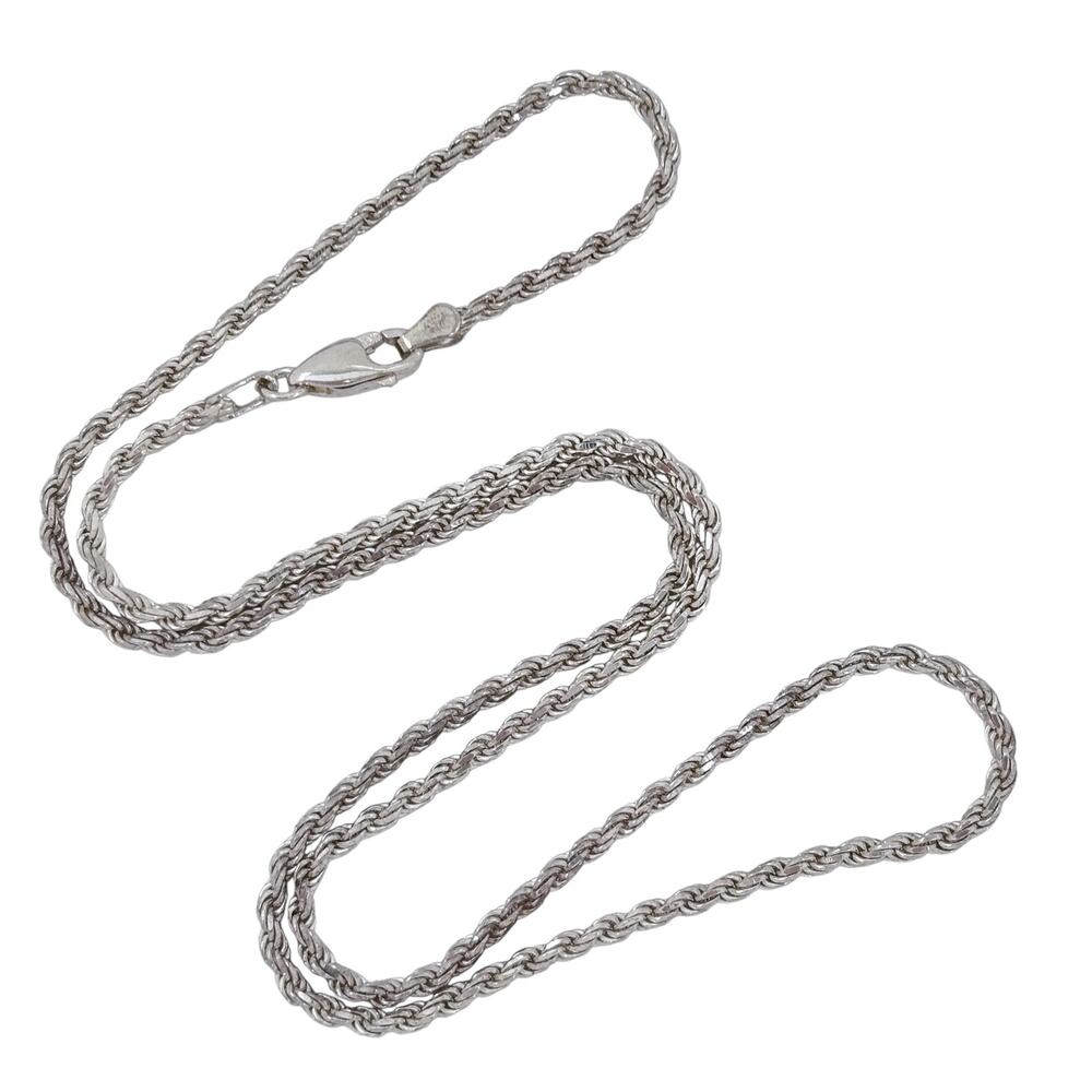 Estate Italy Sterling Silver 925 2.5mm Rope Chain Necklace 19.5"